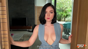 Lonely Housewife Couldn&apos;t Resist the Temptation of Being Fucked by Sports Swimming Pool Cleaner POV