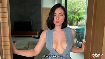 Lonely Housewife Couldn't Resist the Temptation of Being Fucked by Sports Swimming Pool Cleaner POV