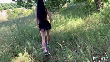 Public Deepthroath Brunette and Rough Anal in the Wood&period; Anal Creampie